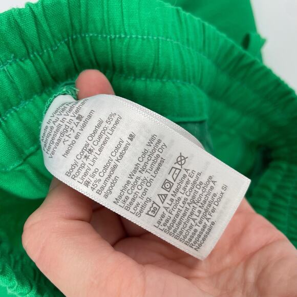 J.Crew Pants Women 0 Petite Green Linen Cotton Drawstring NEW Pull On AW842 Cuff - Picture 4 of 7